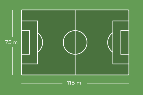 Drei Naturrasen-Plätze (115 m x 75 m / 115 m x 78 m / 120 m x 90 m)